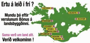 Mapa de Supermercados Bonus de Islandia