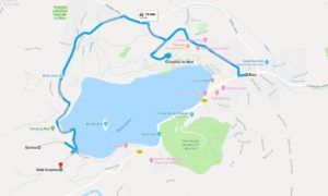 Mapa del Lago Bled y los  miradores de  Osojnica y el de Ojstrica