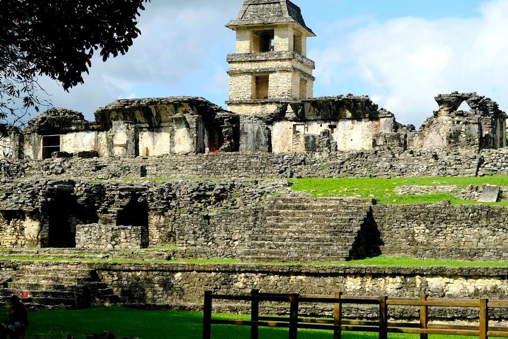El Palacio de las ruinas de Palenque en Chiapas